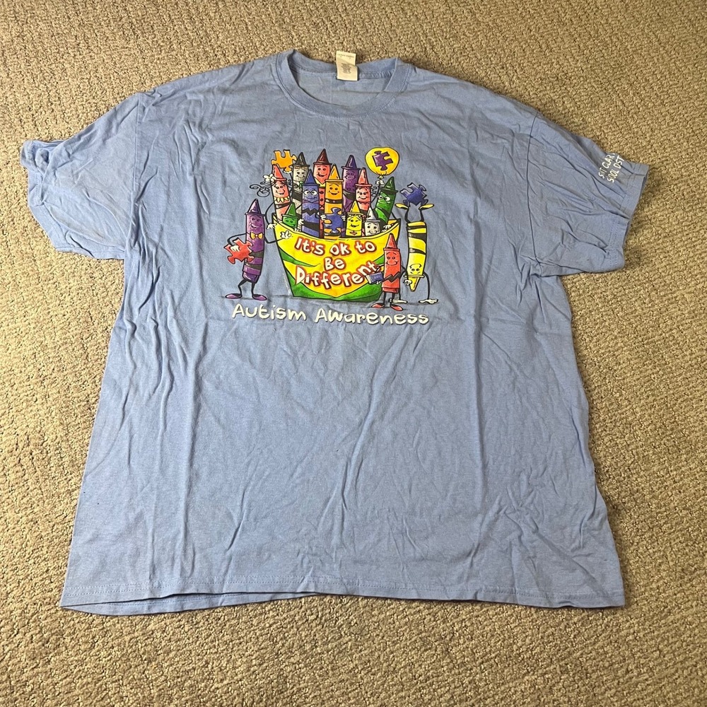 Autism Awareness Crayon Box Shirt Light Blue ADULT XL